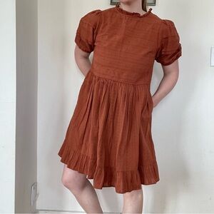Universal Thread Rust Brown Short Sleeve Ruffle Dress